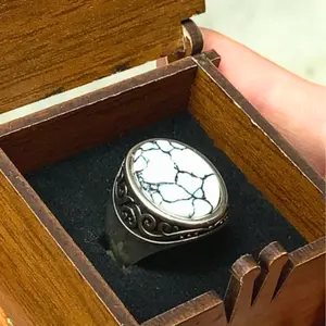 Vintage Inlaid Turquoise Engagement Wedding Ring for Brides - Perfect Anniversary and Birthday Gift