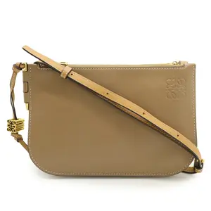 Pre-owned Loewe Calfskin Shoulder Bags Gate Double Zip Pouch Leather Shoulder Bag