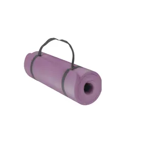 All-Size Fit 1-In High-Density Extra Thick Double-Sided Non-Slip Anti-Tear All-Purpose Yoga Mat with Carrying Strap, Dusty Mauve
