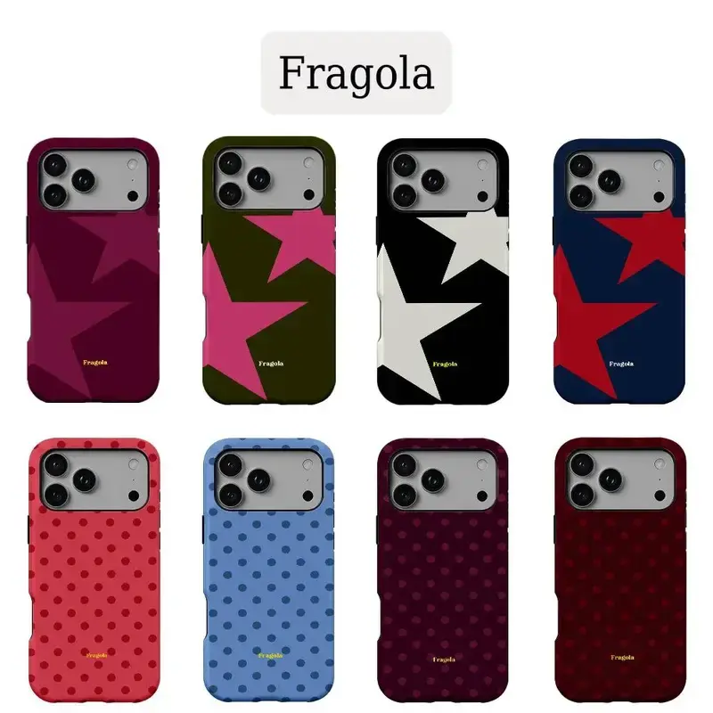 Fragola Stars Polka Dots TPU Double-Layer Phone Case for iPhone17 ProMax /16/15/14/13/12/11 Plus for Samsung phones, suitable for both men and women,