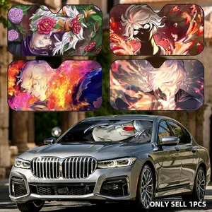 H-Hells Paradise cartoon Sun Visor 5-Layer Reusable Aluminum Foil Sunshade | UV Protector & Heat Insulation for Car | Foldable, Fits Most SUVs & Trucks, Keeps Your Car Cool & Protects Dashboard