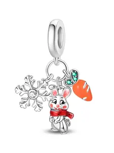DIY Snowflake Rabbit Bead Pendant Set, Stylish Playful Charm, Perfect for Pandora Bracelets, Creative Jewelry Making Kit, Ideal Gift for Autumn Winter Seasons