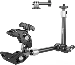 SMALLRIG Magic Arm Clamp Kit, Camera Mount Articulating Friction Arm w Super Clamp, w 1/4"-20 Screw and Thread hole, for Camera, Light, Monitor, Webcam or Action Camera ≤1.5kg, for Table, Tube 4454 Accessories Aluminum