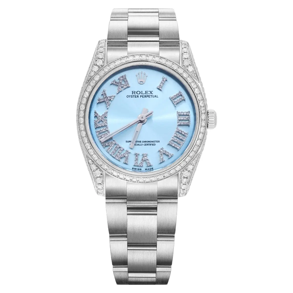 Rolex Women's Watch 31MM 177200 aftermarket diamonds Blue Automatic Mechanical Wht031797