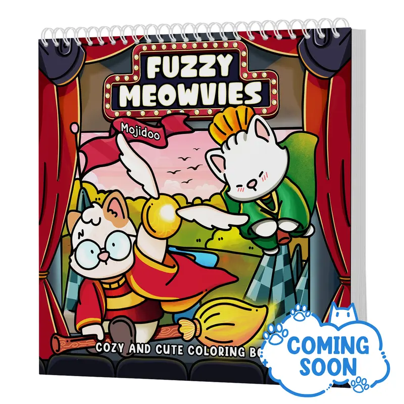 Fuzzy Meowvies Cozy and Cute Coloring Book for Adults and Teens with 30 Cinema-Inspired Cat Illustrations Bold Simple Easy Animal Designs for Stress Relief Relaxation