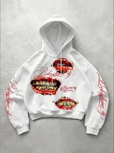 Men's California Boy Print Hoodie Sweatshirts, Retro Child and Soda Pattern, Loose Streetwear, American West Coast Style, Fall Winter