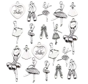 100g(60pcs) Craft Supplies Antique Silver Ballerina Ballet Dancer Charms for Jewelry Making Crafting Findings Accessory for DIY Necklace Bracelet M290