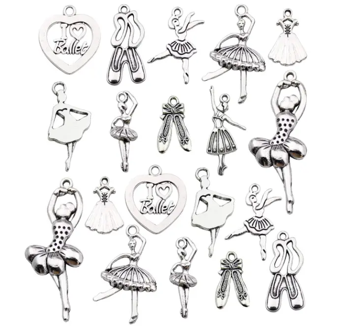 100g(60pcs) Craft Supplies Antique Silver Ballerina Ballet Dancer Charms for Jewelry Making Crafting Findings Accessory for DIY Necklace Bracelet M290