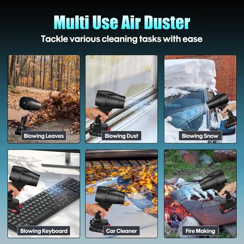 Cordless Turbo Power Air Duster & Leaf Blower, Violent Turbo Fan, Turbo Jet Blower, Pure Copper Motor, Car Drying After Wash, Handheld Snow Blower – Home Improvement & Garden Maintenance Must‑have, Holiday Gift for Family
