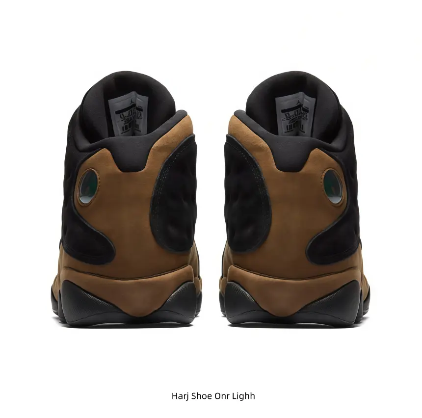 Classic retro high top shoes with black upper and tan overlays, cushioned insole reduces foot fatigue for daily outings and light basketball training
