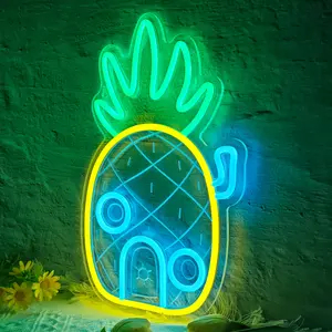 Pineapple Theme Neon Light，Pineapple Head Style，Pineapple House Neon Sign，Pineapple Sale Sign Light，USB Powered Neon Lights ,Bedroom, Living Room Wall Decoration，The Symbol of Hospitality Lighting neon signs