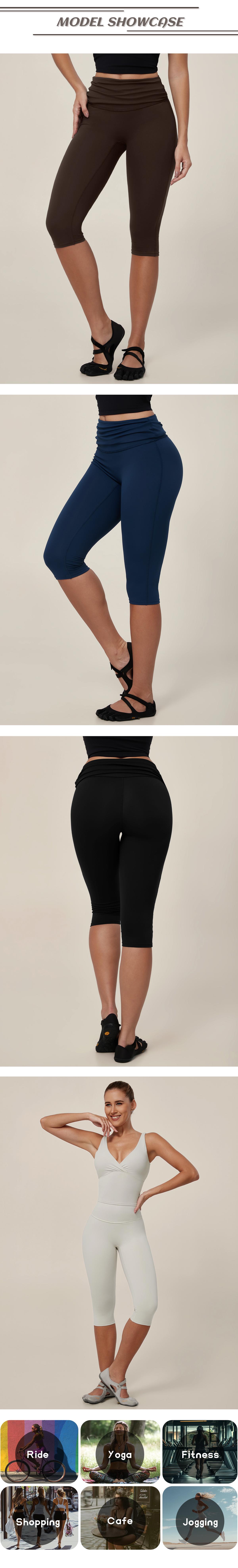 TIMEOFF Women's Fold‑Over Waist Knee‑Length Leggings - Two‑Way Wearable, Butt‑Lifting Design, Stretchy Breathable Fabric | Tummy Control, Non‑Slip, No Ride‑Up | Ideal for Yoga, Gym, Running & Casual Wear TIMEOFF Women's Fold‑Over Waist Knee‑Length Leggings - Two‑Way Wearable, Butt‑Lifting Design, Stretchy Breathable Fabric | Tummy Control, Non‑Slip, No Ride‑Up | Ideal for Yoga, Gym, Running & Casual Wear