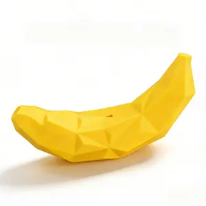 Banana-Shaped Dog Chew Toy, Treat Dispensing Interactive Dog Toy for Aggressive Chewers, Durable TPR Rubber Dog Teeth Cleaning Toy for Puppy Small Medium Breed