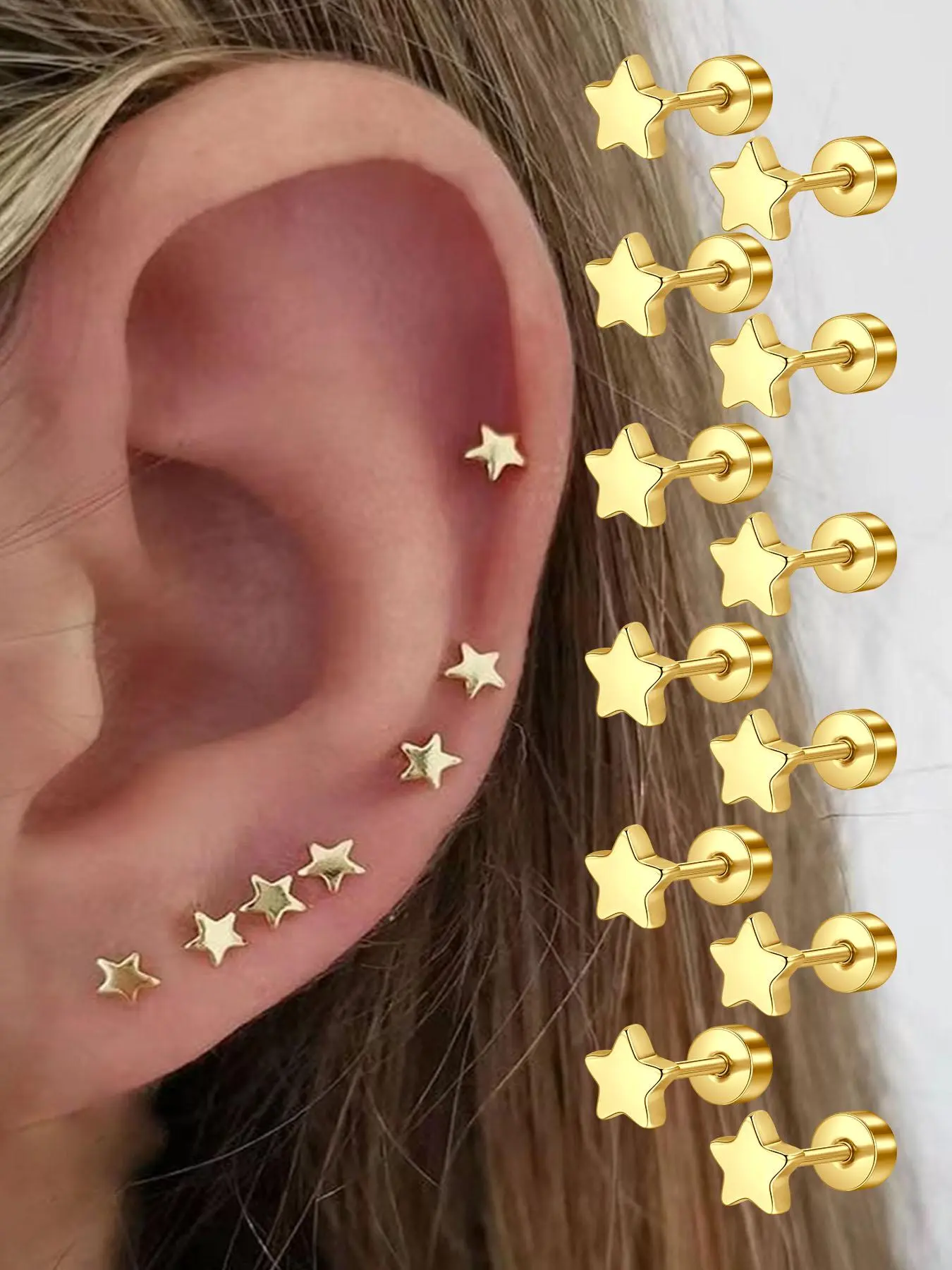 Star Design Stud Earrings, Stainless Steel Earrings for Women & Girls, High Quality Earrings, Hypoallergenic Jewelry, Fashion Jewelry for Party, Daily Clothing Decor, Trendy All-match & Exquisite Jewelry for Birthday Gift, Ear Studs, Fashionable Earrings