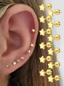 Star Design Stud Earrings, Stainless Steel Earrings for Women & Girls, Fashion Jewelry for Party, Daily Clothing Decor, Trendy All-match & Exquisite Jewelry for Birthday Gift, Ear Studs