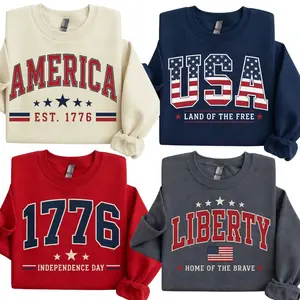 4th of July USA Sweatshirt – America EST 1776, Liberty & Independence Day Graphic Pullover, USA Land of the Free, Patriotic American Sweatshirt