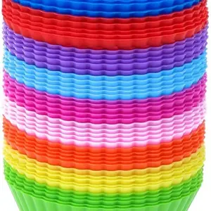 36 Pack Silicone Muffin Cups, Silicone Baking Cups, Reusable Muffin Liners, Nonstick Cupcake Liner for Cake Balls, Muffins, Cupcakes and Candies, Assorted Bright Colors Heat Resistant up to 233℃/ 450℉