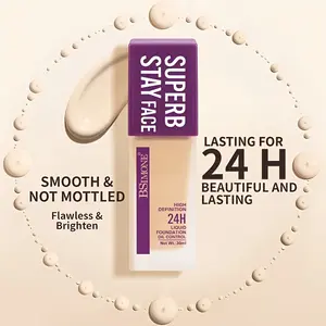 BSIMONE 1pc 24-Hour Lasting Foundation, Multiple Colors Available, Suitable for Light And Dark Skin Tones, High Coverage for And Blemishes, Long-Lasting And Non-Caking, Delicate And Natural High-End Feel, Waterproof And Sweatproof
