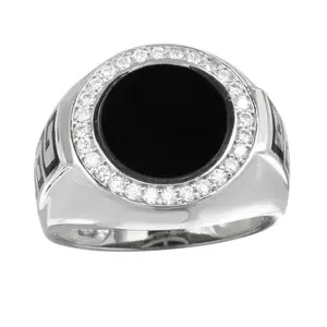 Greek Onyx Silver Ring CZ
