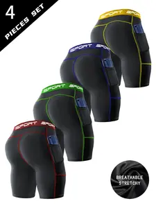 Men's Colorblock Sports Shorts, Breathable Comfortable Gym Shorts, Lightweight Sports Bottoms for Running & Basketball, Athletic Shorts