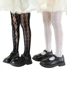 2 Pairs Girls Dance Pants, Thin Heart Pattern, Mosquito Proof, Elegant Baby Leggings, Stretch Tights, Stretchy Tights, Princess Socks, Gift Socks for Kids