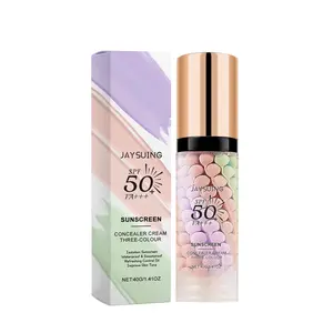 3-in-1 Color Correcting Facial Serum, Moisturizing Primer, , SPF 50 PA+++, Brightening Primer for Even Skin Tone, Oil Control & Refreshing, Purple, Pink & Green Tones