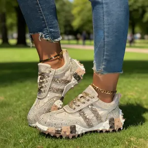 Fashion Rhinestone-Embellished Sports Women Casual Outdoor Footwear Comfort Non-slip Walking Shoes