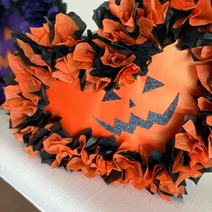 Cute Handmade Black & Orange Halloween Piñata Made Out of Cardboard Tissue Paper Party Streamer Fancy Pearly Luster Paper Cut into Hearts and Glittery Paper for Eyes and Mouth Fill Your Piñata While You Trick-or-Treat