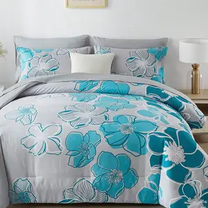 7 Piece Comforter Set, Fashion Floral Print Comforter, Sheet And Pillowcase Set, Soft Microfiber, Comfortable And Warm Bedding Set, Bedroom Decor For All Seasons, Ideal Gift