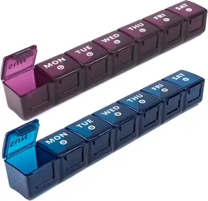 2-Pack Weekly Large Pill Organizer for Travel, 7 Day Pill Boxes and Organizer, Big Compartments Pill Case AM PM,14 Day XL Medication Organizer Dispenser for Fish Oils, Vitamin Holder Supplement Healthcare Aid