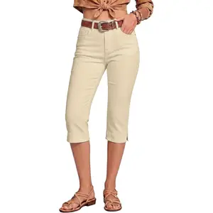 Capri Jeans for Women Trendy High Waisted Slim Split Hem Stretch Denim Jean Capris Cropped Pants Casual SummerGift