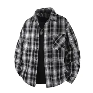 Men's autumn and winter checked shirts, casual and loose versatile long-sleeved jackets for men.