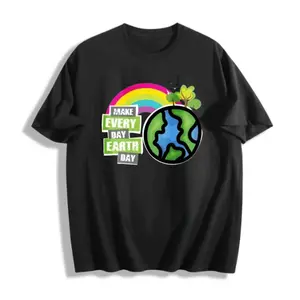 Men’s T-Shirt 100% Cotton Casual Style Earth Day Design With Rainbow Planet Graphic S-5XL Plus Size Spring Summer Wear Perfect Gift For Environmentalists Nature Lovers