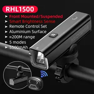 ROCKBROS 1500 Lumens Bike Light for Night Riding, 5000mAh USB-C Rechargeable Bike Headlight, Aluminium Alloy IPX6 Waterproof Bike Front Light, 5 Modes & Auto Mode Anti-Dazzling LED Bike Light