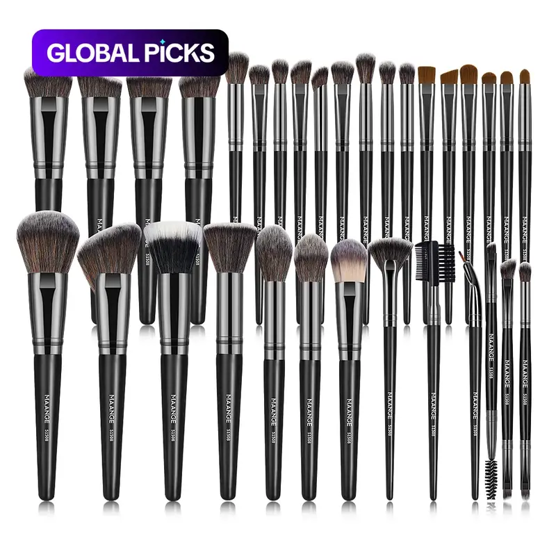 MAANGE Makeup Brush Set, Versatile Soft Makeup Brushes, Makeup Blending Brushes for Foundation, Powder, Concealers, Eye Shadows, Blush, Lip Balm, Makeup Tool For Travel, Outing, Daily Use #GLOBAL PICKS