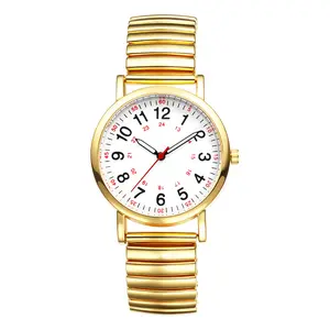 Women Elastic Band Watches: Ladies Quartz Analog Easy to Read Stainless Steel Expansion Strap Bussiness Casual Wristwatch