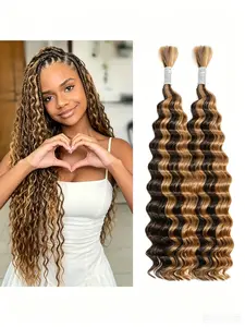2 Bundles/Pack 110g Ombre Braiding Hair 4/27 Highlight Brazilian Deep Wave Wet And Wavy 12A Bulk Hair No Wefts Bohemian Hair