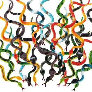 24 Pieces Small Plastic Snakes Realistic Rubber Fake Snake 4 Inch Assorted Colorful Toys for Garden Prank Prop Scare Birds Halloween Party Favors