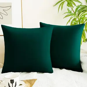 Dark Green Throw Pillows Emerald Green Pillow Covers 18x18 Inch Pack of 2 for Couch Living Room Bed Bedroom Soft Velvet Square Forest Hunter Christmas Green Pillow Cover 18 x 18 Set of 2