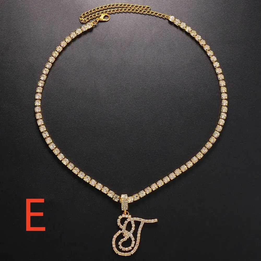 Letter Rhinestone Pendant Necklace Letter Rhinestone Pendant Necklace