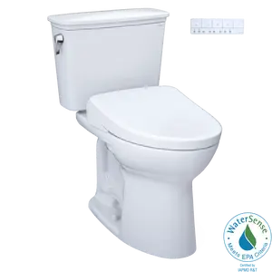 TOTO Drake Transitional WASHLET+ Two-Piece Elongated 1.28 GPF Universal Height TORNADO FLUSH Toilet with S7 Contemporary Bidet Seat, Cotton White - MW7864726CEFG.10#01, MW7864726CEFGA.10#01
