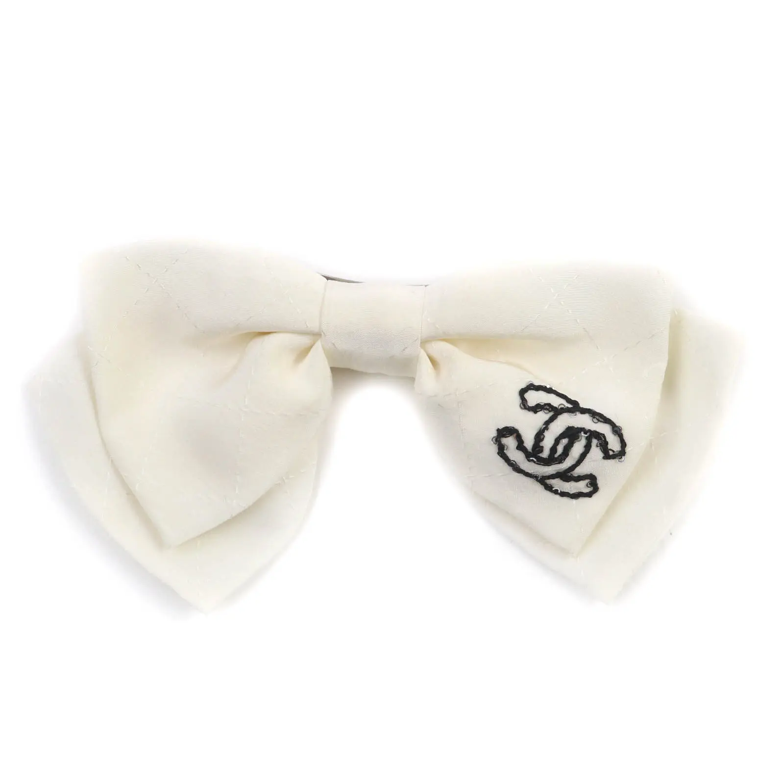 Pre-owned CHANEL Cotton Small Leather Goods Ribbon Barrette Hair Accessory