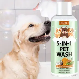 ROZINO 5-in-1 Pet Wash Advanced Shampoo for Dogs & Cats - Clean, Moisturize, Deodorize, Anti-Mite, Hair Care Formula - 100ml Bottle - Grooming