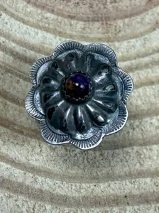 Byron Begay Navajo Handmade Sterling Silver & Purple Spiny Oyster Ring - Size 7