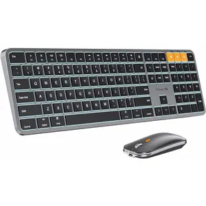 ProtoArc Backlit Bluetooth Keyboard and Mouse for Mac, KM100-A Full Size Wireless Keyboard Mouse for Mac, Multi-Device, Rechargeable, No USB, for MacBook Pro/Air, iPhone, iPad, Space Gray