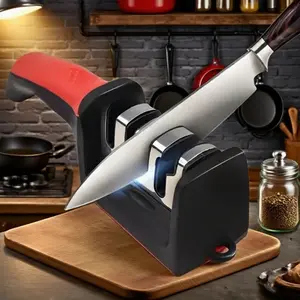 Manual Quick Knife Sharpener, Home Kitchen Tool, Sharpening Vegetable Knives, Scissors, Non-Slip Base, Convenient Kitchen Tool, Compact