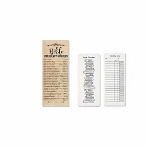 Bible Emergency Numbers & Reading Log Bundle, 50pcs Brown Paper Bookmarks with Scripture and 10pcs White Paper Book Tracker Bookmarks for School and Church, Book Accessories