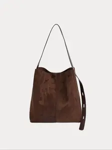 Women's Suede Crossbody Bag Set, Magnetic Closure, Large Capacity Bucket Tote, Casual Fashion Handbag for Daily Use & Travel Gift Idea Bag, Convertible Shoulder Bag