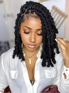 14 Inch Locs Braided Wigs for Women, Natural Looking Locs Braided Wigs with Baby Hair, Full Lace Short Dreadlock Braided Wigs for Party Photography, Synthetic Curly Hair