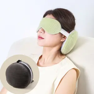 U-Shaped Pillow & Light-Blocking Sleep Mask 2-in-1 – PP Cotton Travel Nap Pillow for Airplane, Home Office Rest, Detachable Eye Mask Pillow